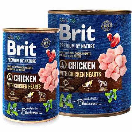 Вологий корм для собак Brit Premium By Nature Chicken with Hearts 400 г (курка), фото 2