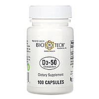 Bio Tech Pharmacal, D3-50, холекальциферол, 100 капсул в Украине