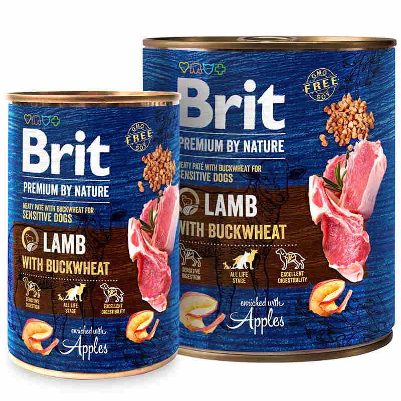 Вологий корм для собак з чутливим травленням Brit Premium By Nature Lamb with Buckwheat 400 г (ягня)