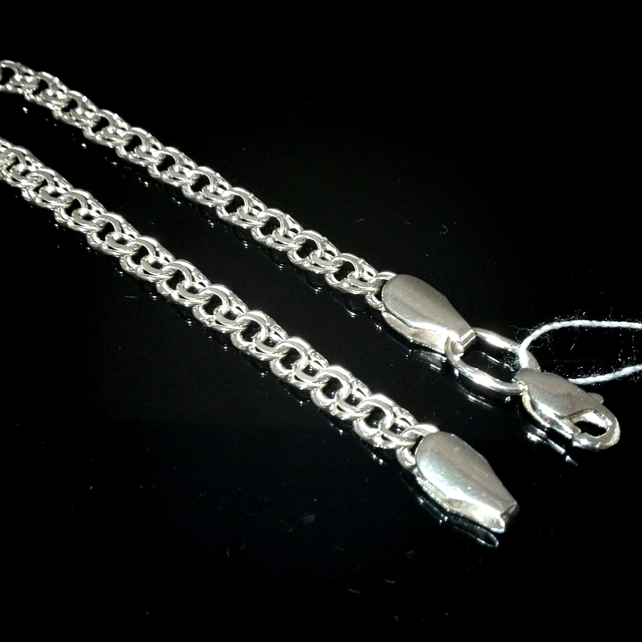 Срібний ланцюжок Бісмарк, 500мм, 9 грам, світле срібло