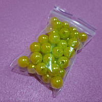 Перли яскраво салатовий 6 мм. Вага упаковки 10 гр