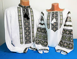 Вишиванки парні - сорочка і блузка вишиті одностильним орнаментом Весняні трави