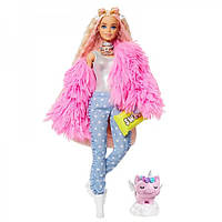 Кукла Барби Экстра Модница Модная Блондинка Barbie Extra Doll in Pink Jacket with Pet Оригинал Mattel