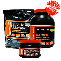 МАС-КОМПЛЕКТ: 2 кг HIGH GABA FORMULA ПРОТЕЇНУ + 3 кг RAPID ANABOLIC GAINER + MIX-BOTTLE