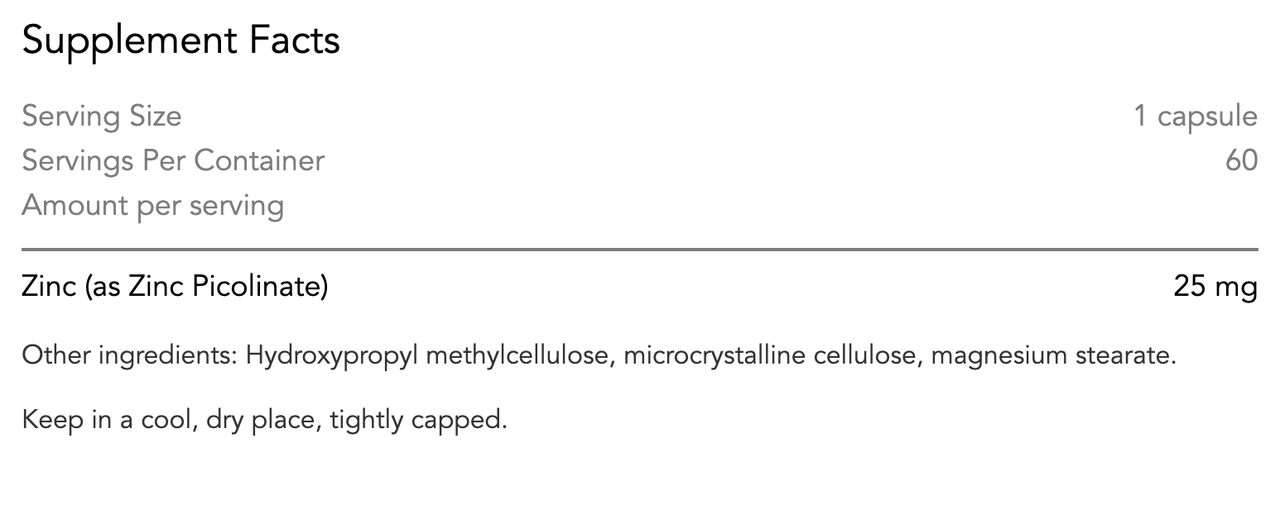 Allergy Research Zinc Picolinate / Цинк пиколинат 25 мг 60 капсул