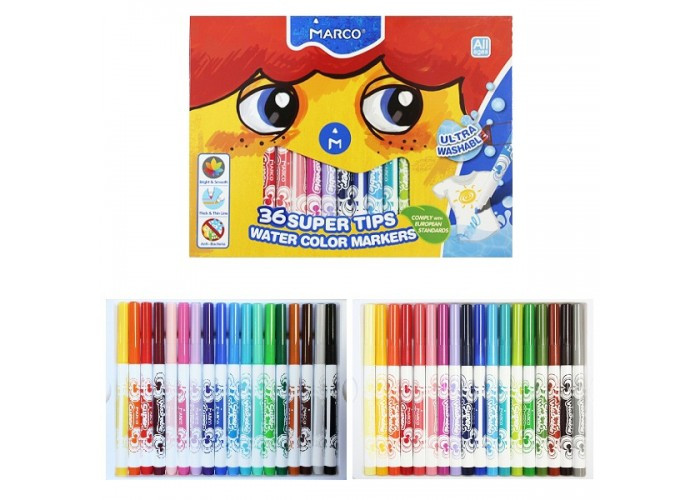 Фломастери Marco Super Washable Jumbo товсті 36 кольорів, фото 1