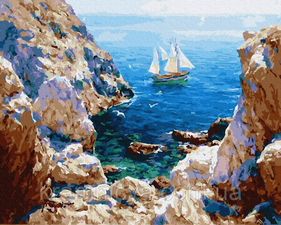 Картина за номерами Вітрильник біля берега, 40х50 Rainbow Art (GX26790)