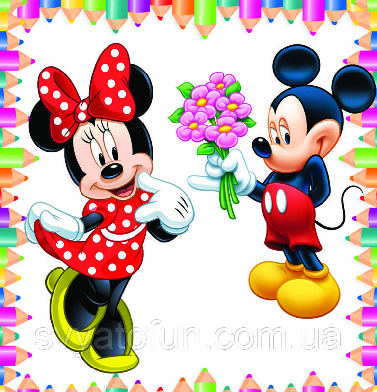 Наклейка на коробку "Міккі і Мінні Маус" 48х50 см