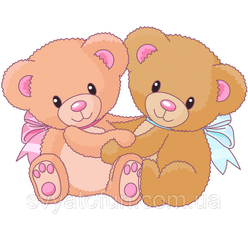 Наклейка на коробку "Ведмедики з бантиками" 51х37 см