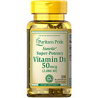 Витамины и минералы Puritan's Pride Vitamin D3 2000 IU, 100 капсул