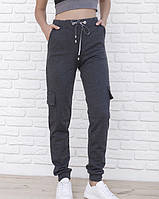 Спортивные штаны женские трикотажные темно-серые Chic Look, Спортивные штаны, Двухнить, XL, 50% хлопок, 50% S, M, 46
