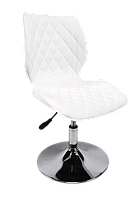 Кресло белое материал шенилл на хромированном круглом основании (блине) Toni CH - Base для салонов красоты