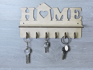 Ключниця настінна в передпокій із фанери для ключів «Home» горизонтальна (2257)
