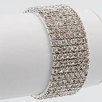 Браслет Гумка Стрази Сім Рядів Метал Колір Срібло