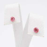 Сережки-пусети 10 пар рожеві стрази