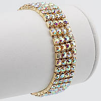 Браслет Гумка Стрази Хамелеон у Чотири ряди Метал Колір Золото