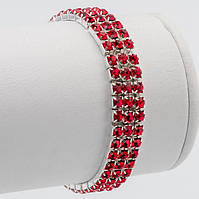 Браслет Гумка 11 мм Стрази Червоні в Три ряди