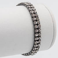 Браслет Гумка Стрази Два ряди Чорний Метал