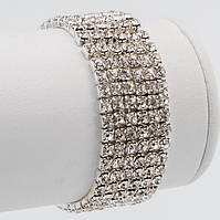 Браслет Гумка Шість Рядів Метал Колір Срібло