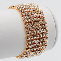 Браслет Гумка Стрази в Сім Рядів Метал Колір Золото