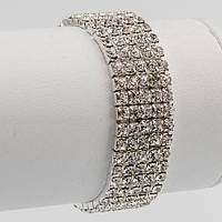 Браслет Гумка Стрази в П'ять рядів Метал Колір Срібло
