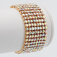 Браслет Гумка Стрази Хамелеон у Вісім Рядів Метал Колір Золото