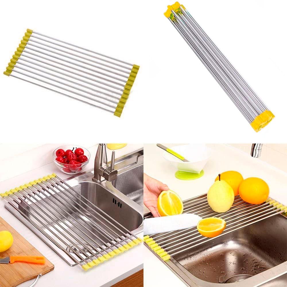Сушка для посуду на мийку Kitchen Drainboard жовта 23х47 см, сушарка посуду на раковину | сушилка для посуды