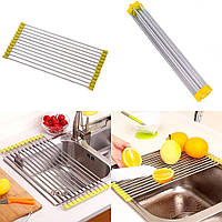 Сушка для посуду на мийку Kitchen Drainboard жовта 23х47 см, сушарка посуду на раковину | сушилка для посуды