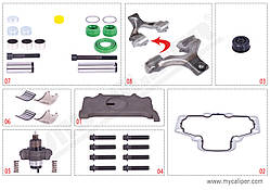 Ремкомплектт супорта правий WABCO PAN 19-1/22-1 (12999776) повний SAF