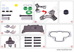 Ремкомплектт супорта лівий WABCO PAN 19-1/22-1 (12999776) повний SAF