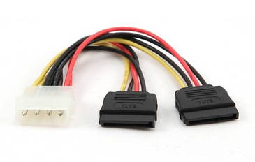 Шлейф живлення Cablexpert CC-SATA-PSY2 (Molex) M/F + SATA кабель живлення, 0.15 мм (код 42070)