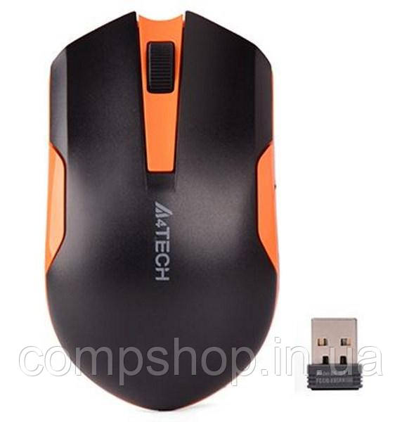 Миша  A4 Tech G3-200N (Black+Orange) безпровідна V-Track USB, 1000dpi (код 103608)