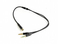 Кабель audio Cablexpert CCA-418M аудіо-перехідник 4-х контактний 3.5 мм вилки на дві  3.5 мм розетки (стерео