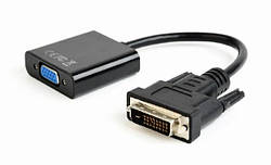 Адаптер DVI->VGA (M/F) Cablexpert, 0.2м, Black (AB-DVID-VGAF-01) (код 100821)