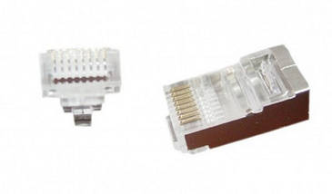 Конектор RJ-45 Cablexpert LC-PTF-01/100 модульна вилка 8P8C з наскрізними отворами, позолочені контакти (100