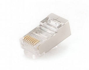 Конектор RJ-45 Cablexpert PLUG5SP/100 модульна вилка 8P8C, екранований, позолочені контакти, 100 шт (код
