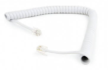 Кабель Cablexpert TC4P4CS-2M-W телефонний спіральний кабель для трубки TC4P4CS-2M, 4P4C, 2 метра  (код 100881)