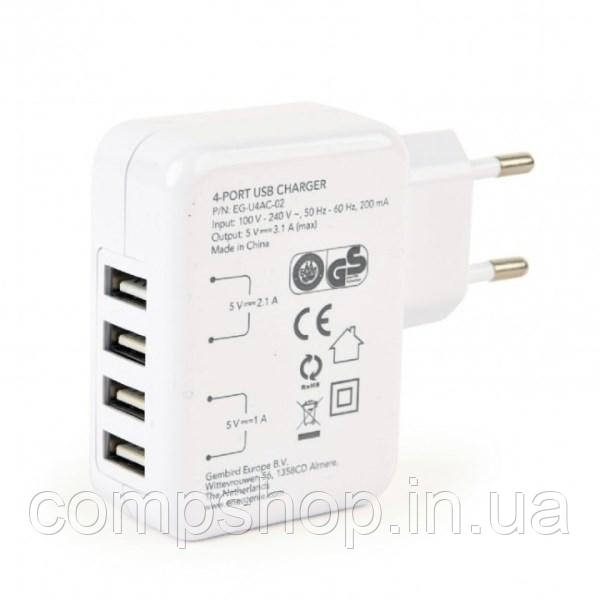 Зарядний пристрій EnerGenie EG-U4AC-02 (4 USB, 3.1 A) білий (код 104658)