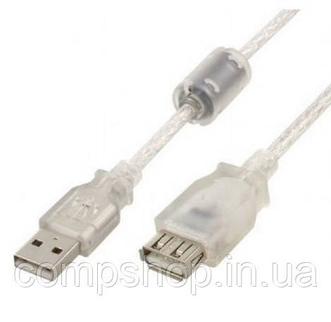 Кабель-подовжувач USB2.0 AM-AF 1.8м Cablexpert, прозорий (CCF-USB2-AMAF-TR-6) (код 87979)