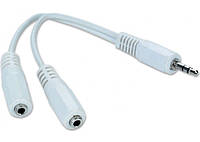 Кабель аудіо Cablexpert 3.5мм-2х3.5мм (M/F), 0.1м, White (CCA-415W) (код 59654)