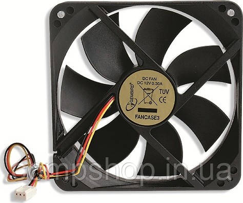 Вентилятор корпусний 120 Х 120 Х 25мм Gembird BB 2500об/хв 25дБ 3pin чорний FANCASE3 (код 59678), фото 1