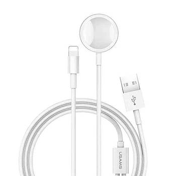 СЗУ Мережевий зарядний пристрій Wireless US-CC076 2в1 USB Charging Cable Apple iPhone and Watch White