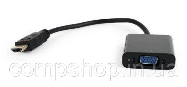 Адаптер HDMI->VGA (M/F) Cablexpert, v1.4, 0.15 м, чорний (A-HDMI-VGA-04) (код 86302)