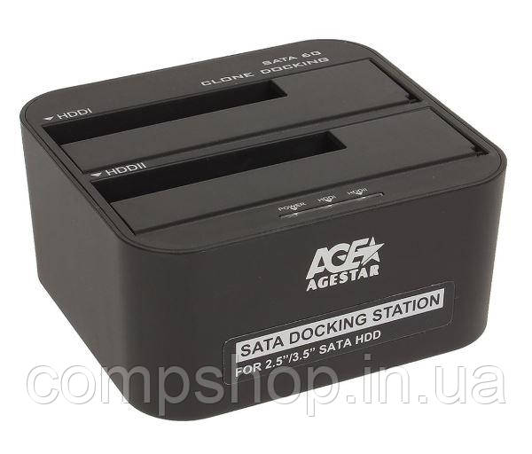 Док-станція Agestar 3UBT6-6G (Black) USB3.0, 2 слота, чорна (код 86370), фото 1