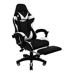 Геймерське крісло розкладне B 810 з підставкою для ніг ігрове крісло з підголівником комп’ютерне крісло для геймерів біле