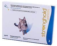 Стронгхолд Stronghold для кошек от 2,6 до 7,5 кг STRONGHOLD, капли на холку от блох и клещей, 3 пипетки