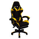 Крісло геймерське розкладне Bonro B 810 з підставкою для ніг геймерський стілець комп'ютерний жовтий, фото 4
