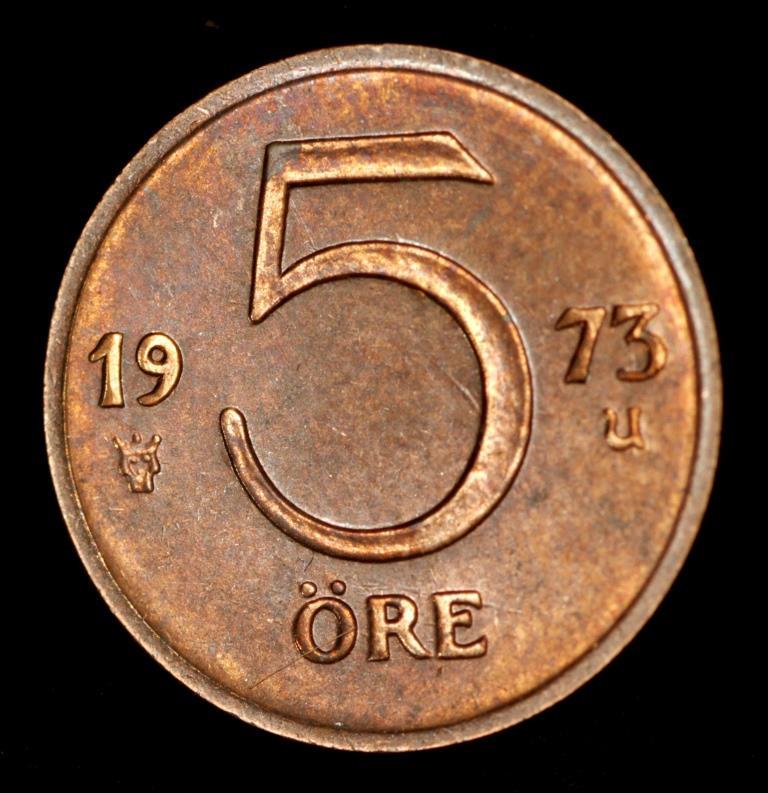 Монета Швеції. 5 эре 1972-73 рр, фото 1