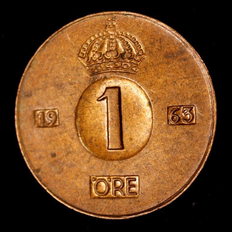Монета Швеції 1 эре 1955-67 рр, фото 1