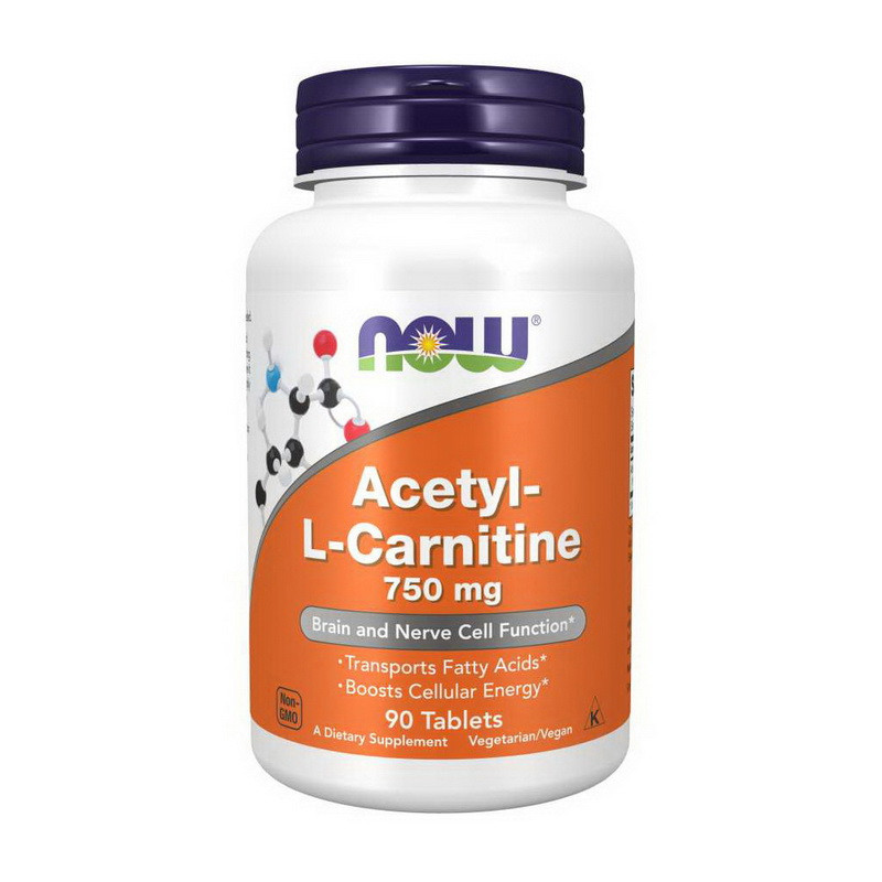 Ацетил-L-Карнітин NOW Acetyl L-Carnitine 750 mg 90 tab